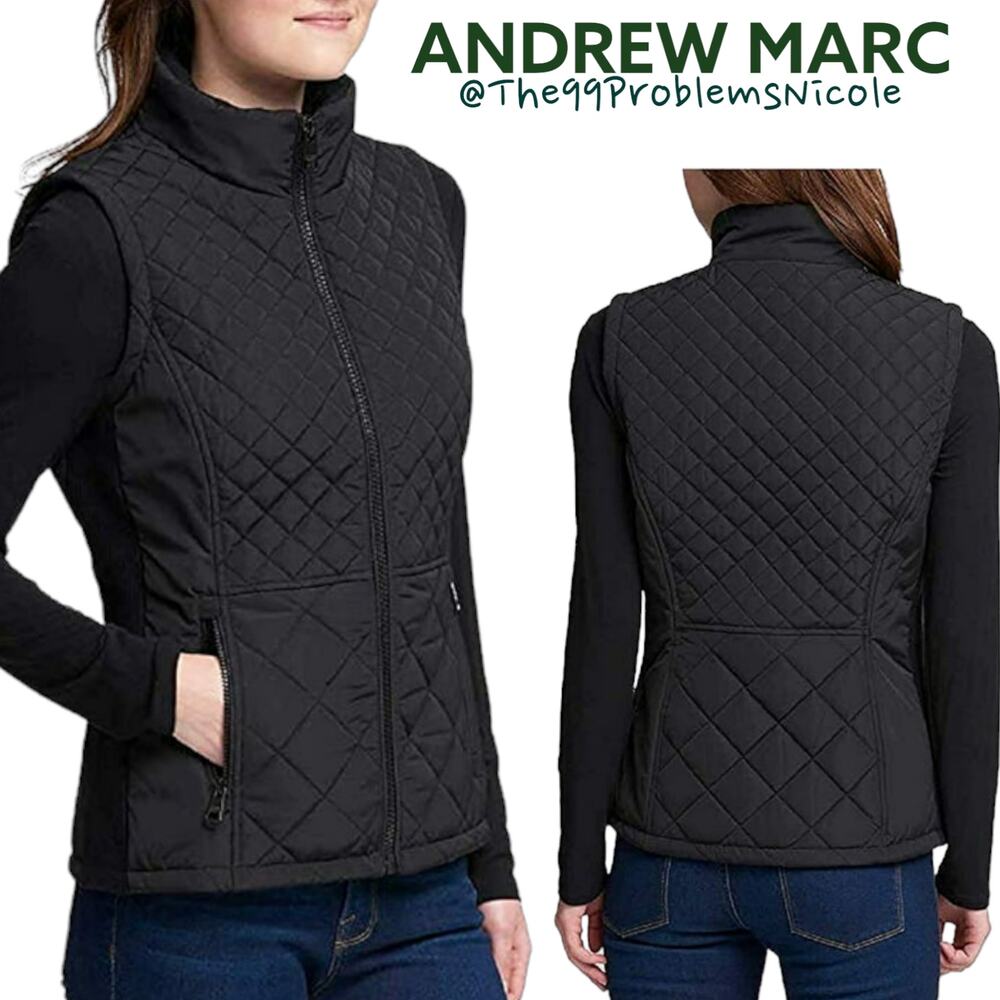 Andrew Marc Black Quilted Vest